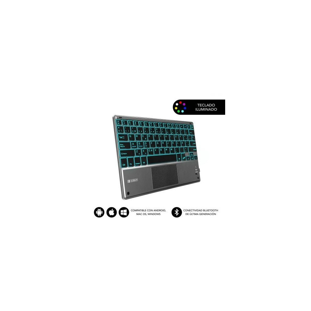 Teclado Compacto Inalámbrico Subblim Touchpad Smart Blacklit/ Gris | Teclados