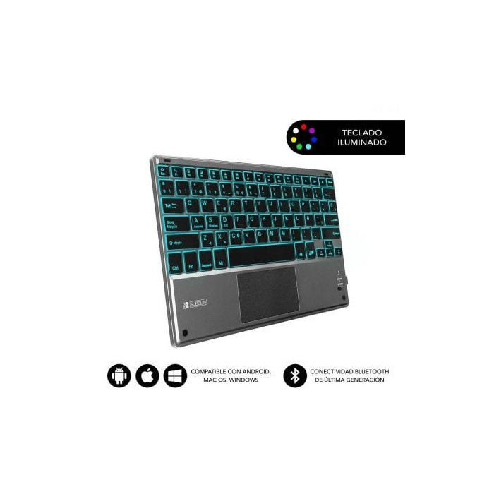 Teclado Compacto Inalámbrico Subblim Touchpad Smart Blacklit/ Gris | Teclados