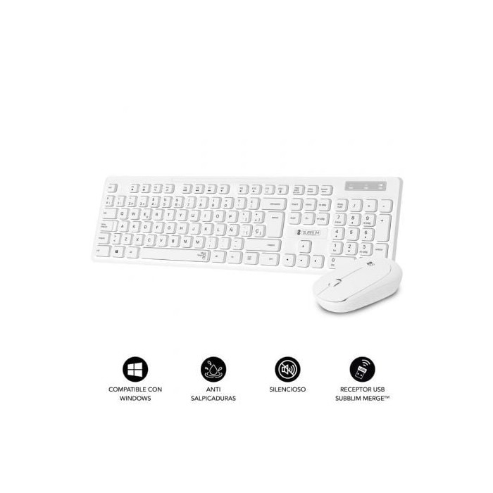 Teclado y Ratón Subblim Combo Business Slim Silencioso Inalámbrico/ Blanco | Teclados