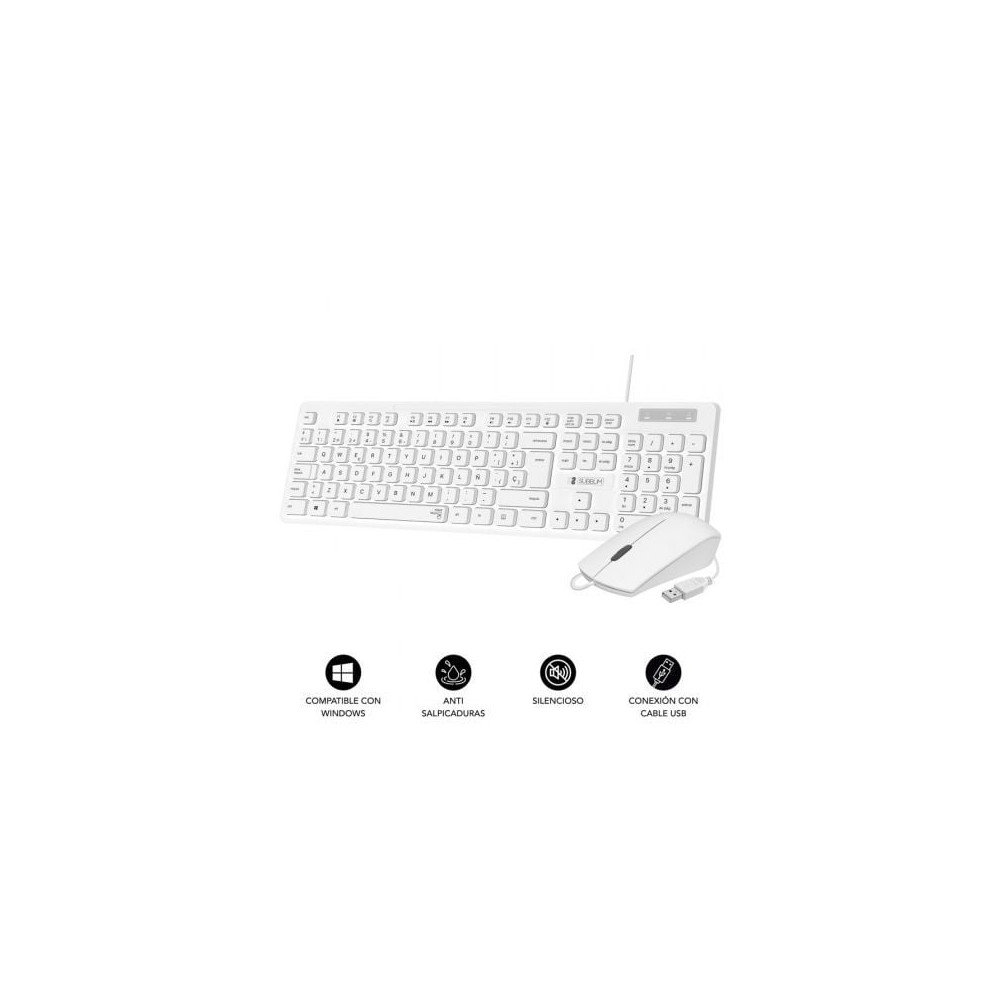 Teclado y Ratón Subblim Combo Business Slim Silencioso/ Blanco | Teclados