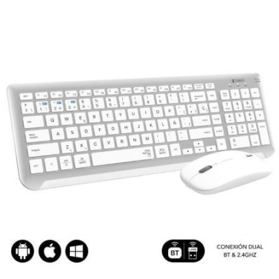 Teclado y Ratón Inalámbrico Subblim Combo Dual Prestige Extendido/ Blanco y Plata | Teclados