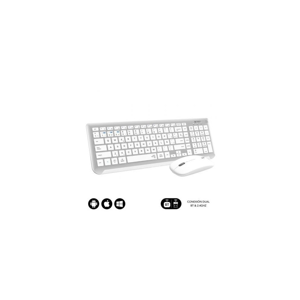 Teclado y Ratón Inalámbrico Subblim Combo Dual Prestige Extendido/ Blanco y Plata | Teclados