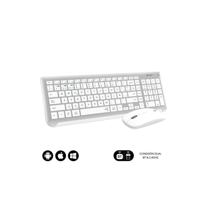 Teclado y Ratón Inalámbrico Subblim Combo Dual Prestige Extendido/ Blanco y Plata | Teclados