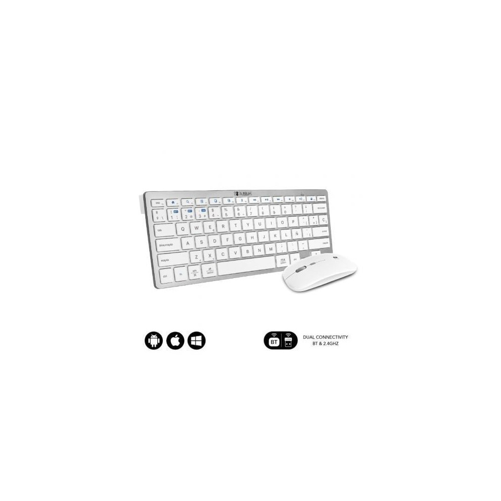 Teclado y Ratón Inalámbrico Subblim OCO010 Combo Multidispositivo Compacto/ Plata | Teclados