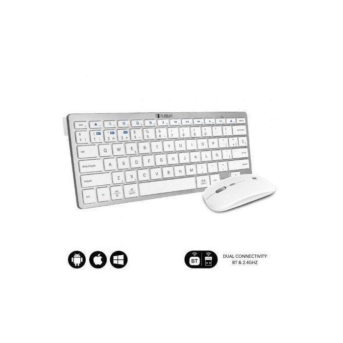 Teclado y Ratón Inalámbrico Subblim OCO010 Combo Multidispositivo Compacto/ Plata | Teclados
