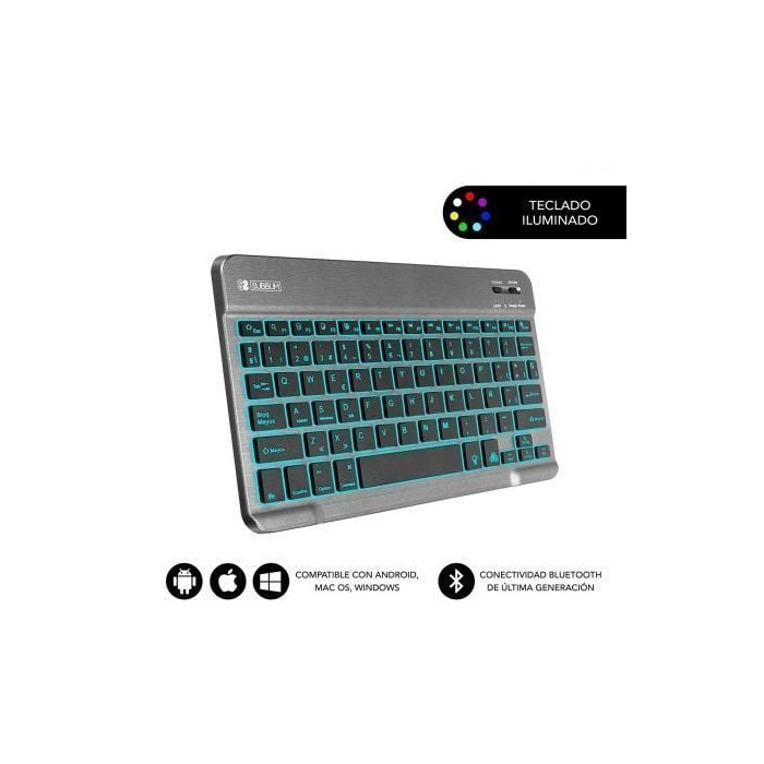 Teclado Compacto Inalámbrico Subblim Smart Backlit/ Gris | Teclados