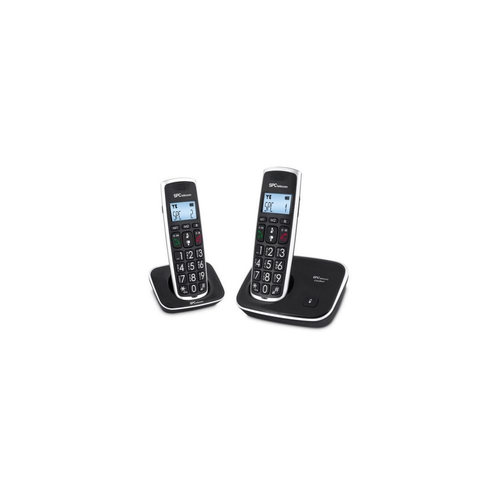 Teléfono Inalámbrico SPC Comfort Kaiser 7609N/ Pack DUO/ Negro | DECT