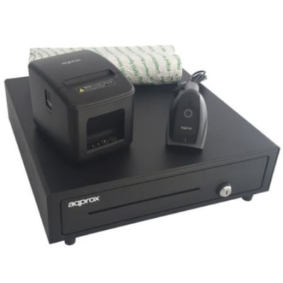 Pack Approx appPOSPACK4180LAN-2D Cajón Portamonedas/ Impresora Térmica/ Lector de Códigos y Rollos Térmicos | Cajones
