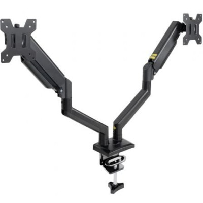 Soporte de Mesa para 2 Monitores TooQ DB1434TNR-B/ Giratorio/ Inclinable/ hasta 10kg | Soportes PC y Monitor
