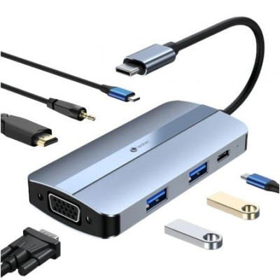Docking USB Tipo-C Leotec LEDS04/ 2xUSB/ 1xUSB Tipo-C/ 1xUSB Tipo-C PD/ 1xHDMI 4K/ 1xVGA/ 1xAudio/ Azul | Docks