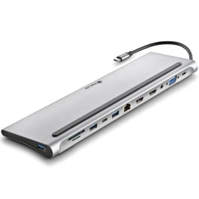 Docking USB Tipo-C NGS WonderDock12/ 3xUSB/ 2xHDMI 4K/ 1xVGA/ 1xRJ45/ 1xLector de Tarjetas/ 1xJack 3.5/ 1xUSB Tipo-C PD/ Gris | 