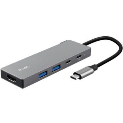 Docking USB Tipo-C Trust Dalyx/ 2xUSB/ 1xHDMI 4K/ 2xUSB Tipo-C/ Gris | Docks