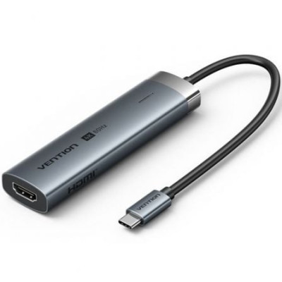 Docking USB Tipo-C Vention TGMHB/ 3xUSB/ 1xHDMI 4K/ 1xUSB Tipo-C PD/ Gris | Docks