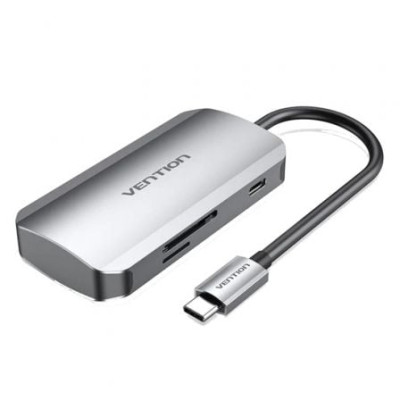 Docking USB Tipo-C Vention TNHHB/ 3xUSB/ 1xUSB Tipo-C PD/ 1xLector Tarjetas SD y MicroSD/ Gris | Docks