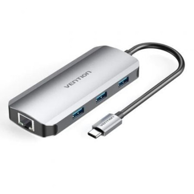 Docking USB Tipo-C Vention TOHHB/ 1xHDMI 4K/ 3xUSB/ 1xRJ45/ 1xUSB Tipo-C PD/ Gris | Docks