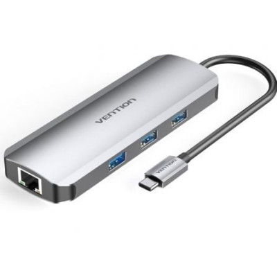 Docking USB Tipo-C Vention TOKHB/ 1xHDMI 4K/ 3xUSB/ 1xUSB Tipo-C PD/ 1xRJ45/ 1xLector Tarjetas SD y MicroSD/ Gris | Docks