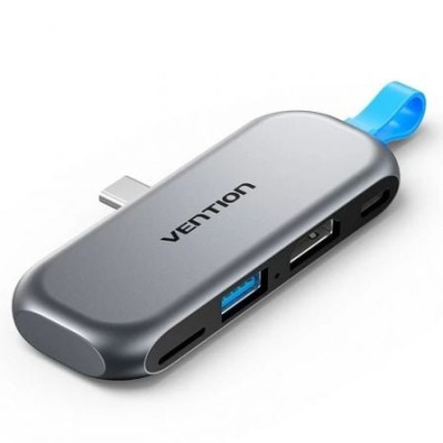 Docking Sin Cables USB Tipo-C Vention THYH0/ 1xUSB/ 1xHDMI/ 1xUSB Tipo-C PD/ 1xLector de Tarjetas/ Gris | Docks