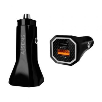 Cargador de Coche Aisens ASCH-CAR2PQC-BK/ 1xUSB-Tipo C/ 1xUSB/ 38W | Cargadores hasta 45W