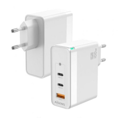 Cargador de Pared GaN Aisens ASCH-100W3P008-W/ 2xUSB Tipo-C/ 1x USB/ 100W | Cargadores +60W