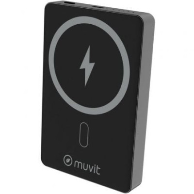 Powerbank 10000mAh Muvit For Change MCCHP0010/ 20W/ Wireless/ Negra/ Incluye Cable USB Tipo-C | Powerbanks
