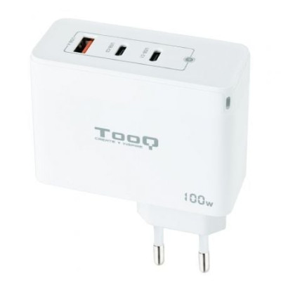 Cargador de Pared GaN TooQ TQWC-GANQC2PD100W/ 2xUSB Tipo-C/ 1xUSB/ 100W | Cargadores +60W