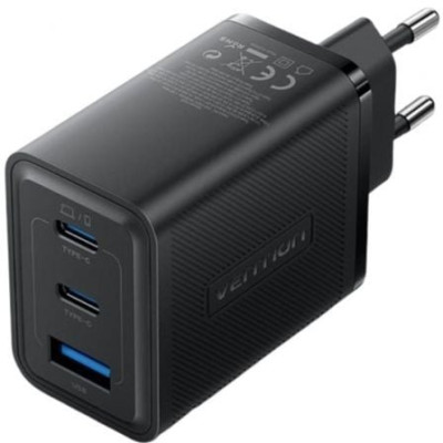 Cargador de Pared GaN Vention FERB0-EU/ 2xUSB Tipo-C/ 1xUSB/ 65W | Cargadores +60W