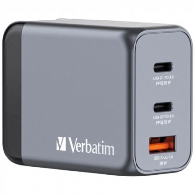 Cargador de Pared Universal GaN para Viaje Verbatim GNC-65/ 2xUSB Tipo-C/ 1xUSB/ 65W | Cargadores +60W