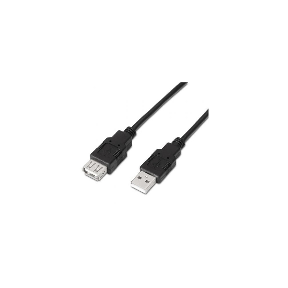 Cable Alargador USB 2.0 Aisens A101-0016/ USB Macho - USB Hembra/ Hasta 2.5W/ 60Mbps/ 1.8m/ Negro | USB