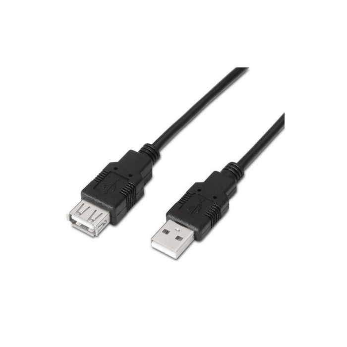 Cable Alargador USB 2.0 Aisens A101-0016/ USB Macho - USB Hembra/ Hasta 2.5W/ 60Mbps/ 1.8m/ Negro | USB