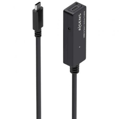 Cable Alargador USB 3.2 con Amplificador Aisens A107-0869/ USB Tipo-C Macho - USB Tipo-C Hembra/ Hasta 100W/ 20Gbps/ 5m/ Negro |