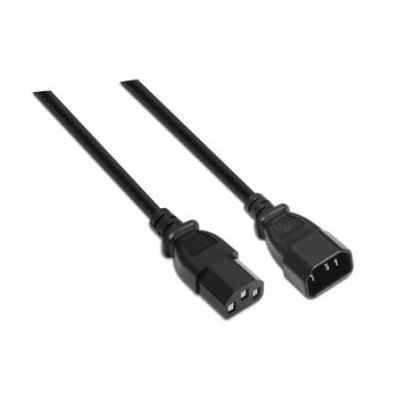 Cable Alargador de Alimentación CPU Aisens A132-0171/ IEC C13 Hembra - IEC C14 Macho/ Hasta 1500W/ 1.5m/ Negro | Alimentación