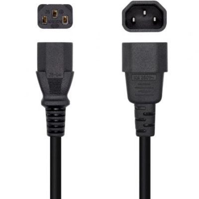 Cable Alimentación Aisens A132-0466/ C13 Hembra - C14 Macho/ Hasta 1500W/ 3m/ Negro | Alimentación