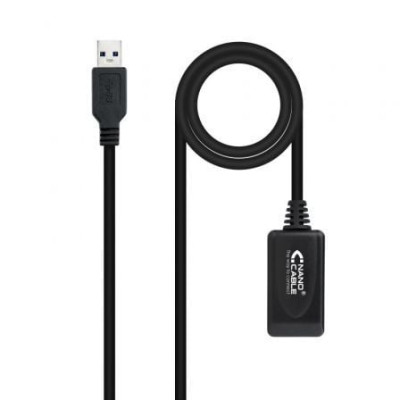 Cable Alargador USB 3.0 con Amplificador Nanocable 10.01.0311/ USB Macho - USB Hembra/ 5m/ Negro | USB