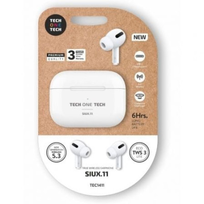 Auriculares Bluetooth Tech One Tech SIUX.11 TEC1411/ con estuche de carga/ Autonomía 6h/ Blancos | Bluetooth