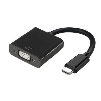 Conversor USB Tipo-C Aisens A109-0347/ USB Tipo-C - VGA Hembra/ 15cm/ Negro | VGA/DVI/DisplayPort