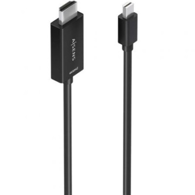 Cable Conversor Aisens A125-0888/ Mini DisplayPort Macho - HDMI 4K Macho/ 2m/ Negro | VGA/DVI/DisplayPort