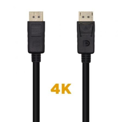 Cable DisplayPort 1.2 4K Aisens A124-0455/ DisplayPort Macho - DisplayPort Macho/ 1m/ Negro | VGA/DVI/DisplayPort