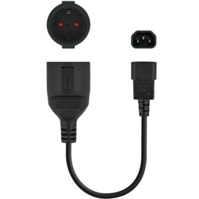 Adaptador Alimentación Nanocable 10.22.0902/ C14 Macho - CEE7 Hembra/ 50cm/ Negro | Alimentación y Datos