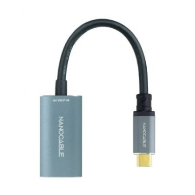 Conversor Nanocable 10.16.4104-G/ USB Tipo-C Macho - DisplayPort Hembra/ 15cm/ Gris | VGA/DVI/DisplayPort