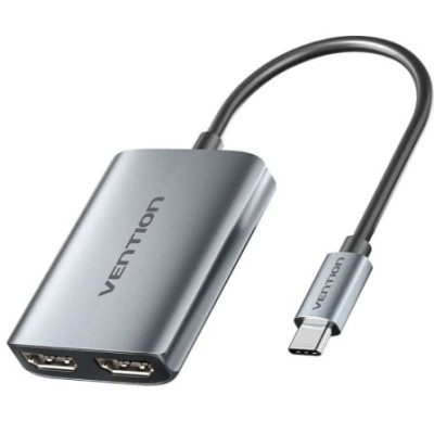 Cable Conversor Vention ACZHB/ USB Tipo-C Macho - 2x HDMI Macho/ Gris | HDMI