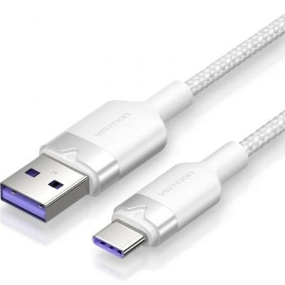 Cable USB 2.0 Tipo-C Vention CTOWF/ USB Tipo-C Macho - USB Macho/ Hasta 100W/ 480Mbps/ 1m/ Blanco | USB