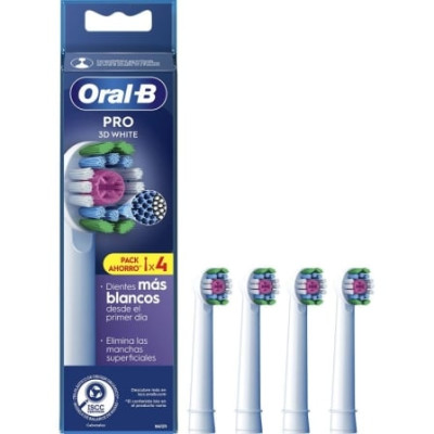 Cabezal de Recambio Braun para cepillo Braun Oral-B 3D White/ Pack 4 uds | Cepillos