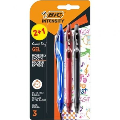 Bolígrafo de Tinta de Gel Retráctil Bic Gelocity Quick Dry 972035/ 3 unidades/ Surtidos | Bolígrafos