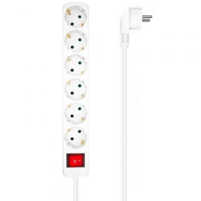 Regleta con Interruptor Aisens A154-0535/ 6 Tomas de Corriente/ Cable 1.4m/ Blanco | Regletas