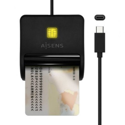 Lector de DNI USB Tipo-C Aisens ASCR-SN03C-BK/ USB Tipo-C/ Negro | Lectores DNI