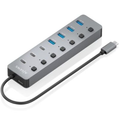 Hub USB Tipo-C 3.2 Aisens ASUC-8P044-GR/ 4xUSB/ 3xUSB Tipo-C/ 1xUSB Tipo-C PD/ Gris | Hubs USB