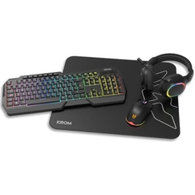 Pack Gaming Krom Kenta/ Teclado RGB + Ratón + Alfombrilla + Auriculares | Kits Completos
