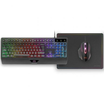 Pack Gaming Mars Gaming MCP124/ Teclado H-MECH  + Ratón Óptico + Alfombrilla/ Negro | Kits Completos