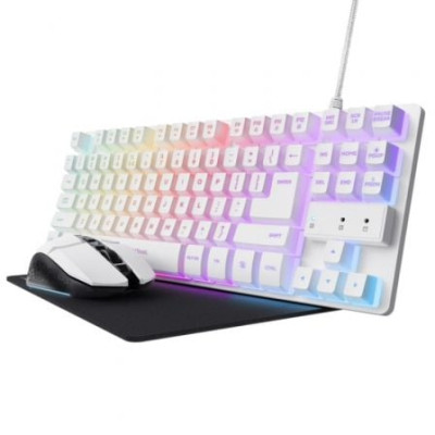 Pack Gaming Trust Gaming GXT 794W/ Teclado RGB + Ratón RGB + Alfombrilla | Kits Completos