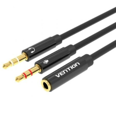 Cable Estéreo Vention BBTBY/ 2x Jack 3.5 Macho - Jack 3.5 Hembra/ 30cm/ Negro | Audio